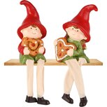 Dekoratief | Kindje m/hangbenen, rood/groen, resina, 5x5x13cm, set van 2 stuks | A255431 Dekoratief | Kindje m/hangbenen, rood/groen, resina, 5x5x13cm, set van 2 stuks | A255431