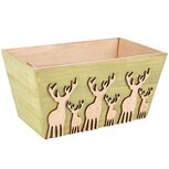 Dekoratief | Bakje m/herten, groen/naturel, hout, 24x14x12cm | A255448 Dekoratief | Bakje m/herten, groen/naturel, hout, 24x14x12cm | A255448