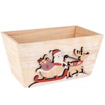 Dekoratief | Bakje m/santa op slee, naturel/rood, hout, 24x14x12cm | A255449 Dekoratief | Bakje m/santa op slee, naturel/rood, hout, 24x14x12cm | A255449
