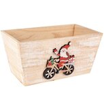 Dekoratief | Bakje m/santa op fiets, naturel/rood, hout, 24x14x12cm | A255450 Dekoratief | Bakje m/santa op fiets, naturel/rood, hout, 24x14x12cm | A255450