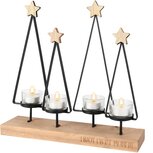 Dekoratief | Theelichthouder m/boompjes, hout/metaal, 33x8x32cm | A255464 Dekoratief | Theelichthouder m/boompjes, hout/metaal, 33x8x32cm | A255464