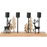 Dekoratief | Kaarsenhouder m/herten, zwart, hout/metaal, 28x5x14cm | A255465 Dekoratief | Kaarsenhouder m/herten, zwart, hout/metaal, 28x5x14cm | A255465