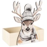 Dekoratief | Bakje 'Winter Deer', naturel, hout, 20x12x23cm | A255482 Dekoratief | Bakje 'Winter Deer', naturel, hout, 20x12x23cm | A255482