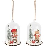 Dekoratief | Hanger globe m/cookie, glas/hout, 7x7x11cm, set van 2 stuks | A255504 Dekoratief | Hanger globe m/cookie, glas/hout, 7x7x11cm, set van 2 stuks | A255504