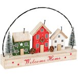 Dekoratief | Deco huizen in boog 'Welcome Home', hout, LED, 24x5x18cm | A255506 Dekoratief | Deco huizen in boog 'Welcome Home', hout, LED, 24x5x18cm | A255506