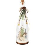 Dekoratief | Deco fles m/rendier/boompjes, glas/hout, LED, 9x9x30cm | A255510 Dekoratief | Deco fles m/rendier/boompjes, glas/hout, LED, 9x9x30cm | A255510
