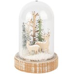 Dekoratief | Globe m/rendier, groen/naturel, glas/hout, LED, 9x9x13cm | A255511 Dekoratief | Globe m/rendier, groen/naturel, glas/hout, LED, 9x9x13cm | A255511