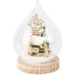 Dekoratief | Globe m/rendier, groen/naturel, glas/hout, LED, 12x12x16cm | A255512 Dekoratief | Globe m/rendier, groen/naturel, glas/hout, LED, 12x12x16cm | A255512