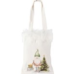 Dekoratief | Zakje m/santa/boompje, wit/groen, stof, 21x47cm | A255515 Dekoratief | Zakje m/santa/boompje, wit/groen, stof, 21x47cm | A255515