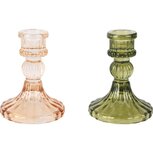 Dekoratief | Kaarsenhouder groen/goud, glas, 8x8x11cm, set van 2 stuks | A255518 Dekoratief | Kaarsenhouder groen/goud, glas, 8x8x11cm, set van 2 stuks | A255518