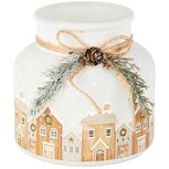 Dekoratief | Theelichthouder 'Winter Village', wit, glas, 12x12x12cm | A255531 Dekoratief | Theelichthouder 'Winter Village', wit, glas, 12x12x12cm | A255531