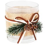Dekoratief | Theelichthouder m/dennenappel, wit/naturel, glas, 7x7x8cm | A255533 Dekoratief | Theelichthouder m/dennenappel, wit/naturel, glas, 7x7x8cm | A255533