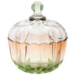 Dekoratief | Bonbonnière, oranje/groen, glas, 9x9x10cm | A255539 Dekoratief | Bonbonnière, oranje/groen, glas, 9x9x10cm | A255539