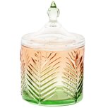 Dekoratief | Bonbonnière, oranje/groen, glas, 10x10x16cm | A255540 Dekoratief | Bonbonnière, oranje/groen, glas, 10x10x16cm | A255540
