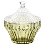 Dekoratief | Bonbonnière, groen/transparant, glas, 11x11x14cm | A255541 Dekoratief | Bonbonnière, groen/transparant, glas, 11x11x14cm | A255541