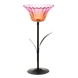 Dekoratief | Theelichthouder bloem op voet, oranje/roze, glas/metaal, 10x10x22cm | A255549 Dekoratief | Theelichthouder bloem op voet, oranje/roze, glas/metaal, 10x10x22cm | A255549