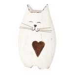 Dekoratief | Deco poes m/hartje, wit/naturel, hout, 8x5x13cm | A255553 Dekoratief | Deco poes m/hartje, wit/naturel, hout, 8x5x13cm | A255553