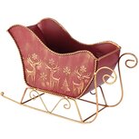 Dekoratief | Bakje slee 'Deer', rood/goud, metaal, 24x12x14cm | A255574 Dekoratief | Bakje slee 'Deer', rood/goud, metaal, 24x12x14cm | A255574