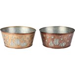 Dekoratief | Bloempot 'Mushrooms', bruin, metaal, 27x27x12cm, set van 2 stuks | A255578 Dekoratief | Bloempot 'Mushrooms', bruin, metaal, 27x27x12cm, set van 2 stuks | A255578