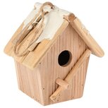 Dekoratief | Hanger vogelhuisje m/sneeuw, naturel, hout, 14x14x16cm | A255604 Dekoratief | Hanger vogelhuisje m/sneeuw, naturel, hout, 14x14x16cm | A255604