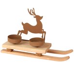 Dekoratief | Theelichthouder slee m/hert, roest, metaal/hout, 25x8x16cm | A255606 Dekoratief | Theelichthouder slee m/hert, roest, metaal/hout, 25x8x16cm | A255606