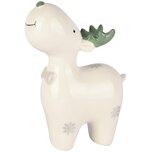 Dekoratief | Rendier staand m/strikje, wit/groen, keramiek, 11x6x16cm | A255616 Dekoratief | Rendier staand m/strikje, wit/groen, keramiek, 11x6x16cm | A255616