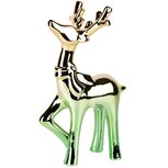 Dekoratief | Rendier staand m/sjaal, shiny goud/groen, keramiek, 11x9x20cm | A255618 Dekoratief | Rendier staand m/sjaal, shiny goud/groen, keramiek, 11x9x20cm | A255618
