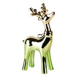 Dekoratief | Rendier staand m/sjaal, shiny goud/groen, keramiek, 8x7x15cm | A255619 Dekoratief | Rendier staand m/sjaal, shiny goud/groen, keramiek, 8x7x15cm | A255619