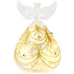 Dekoratief | Engeltje staand m/parels, transparant/goud, glas, LED, 8x8x13cm | A255651 Dekoratief | Engeltje staand m/parels, transparant/goud, glas, LED, 8x8x13cm | A255651