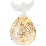 Dekoratief | Engel staand m/parels/bloemen, transparant/goud, glas, LED, 8x8x13cm | A255653 Dekoratief | Engel staand m/parels/bloemen, transparant/goud, glas, LED, 8x8x13cm | A255653