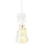 Dekoratief | Hanger engeltje m/parels, transparant/goud, glas, LED, 7x7x14cm | A255659 Dekoratief | Hanger engeltje m/parels, transparant/goud, glas, LED, 7x7x14cm | A255659