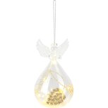 Dekoratief | Hanger engeltje m/takjes, transparant/goud, glas, LED, 8x8x13cm | A255660 Dekoratief | Hanger engeltje m/takjes, transparant/goud, glas, LED, 8x8x13cm | A255660