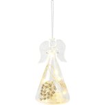 Dekoratief | Hanger engeltje m/takjes, transparant/goud, glas, LED, 7x7x11cm | A255662 Dekoratief | Hanger engeltje m/takjes, transparant/goud, glas, LED, 7x7x11cm | A255662