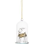 Dekoratief | Hanger globe m/hertje, transparant/goud, glas, 6x6x10cm | A255671 Dekoratief | Hanger globe m/hertje, transparant/goud, glas, 6x6x10cm | A255671