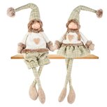 Dekoratief | Pop m/hangbenen, groen/wit, stof, 15x12x54cm, set van 2 stuks | A255675 Dekoratief | Pop m/hangbenen, groen/wit, stof, 15x12x54cm, set van 2 stuks | A255675
