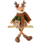 Dekoratief | Pop rendier m/hangbenen, groen/bruin, stof, 15x10x39cm | A255678 Dekoratief | Pop rendier m/hangbenen, groen/bruin, stof, 15x10x39cm | A255678