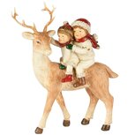 Dekoratief | Hert staand m/winterkindjes, bruin/wit, resina, 16x7x18cm | A255702 Dekoratief | Hert staand m/winterkindjes, bruin/wit, resina, 16x7x18cm | A255702