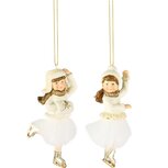 Dekoratief | Hanger meisje m/schaatsen, wit/goud, resina, 6x4x12cm, set van 2 stuks | A255705 Dekoratief | Hanger meisje m/schaatsen, wit/goud, resina, 6x4x12cm, set van 2 stuks | A255705