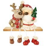 Dekoratief | Santa m/rudolf m/hangbeentjes, wit/rood/bruin, resina, 9x6x9cm | A255706 Dekoratief | Santa m/rudolf m/hangbeentjes, wit/rood/bruin, resina, 9x6x9cm | A255706