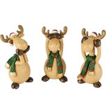 Dekoratief | Rendier horen/zien/zwijgen, groen, resina, 15x5x10cm, set van 3 stuks | A255714 Dekoratief | Rendier horen/zien/zwijgen, groen, resina, 15x5x10cm, set van 3 stuks | A255714