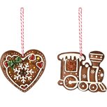 Dekoratief | Hanger hartje/treintje, bruin/wit, resina, 7x8x1cm, set van 2 stuks | A255736 Dekoratief | Hanger hartje/treintje, bruin/wit, resina, 7x8x1cm, set van 2 stuks | A255736