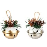 Dekoratief | Hanger belletje m/takje, zilver/goud/groen, metaal, 4x4x5cm, set van 2 stuks | A255761 Dekoratief | Hanger belletje m/takje, zilver/goud/groen, metaal, 4x4x5cm, set van 2 stuks | A255761