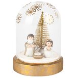 Dekoratief | Globe m/kerststalfiguren, goud/wit, glas, LED, 9x9x12cm | A255769 Dekoratief | Globe m/kerststalfiguren, goud/wit, glas, LED, 9x9x12cm | A255769