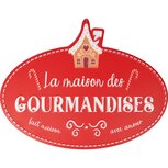 Dekoratief | Wanddeco 'La Maison Des Gourmandises', rood, metaal, 45x35cm | A255781 Dekoratief | Wanddeco 'La Maison Des Gourmandises', rood, metaal, 45x35cm | A255781