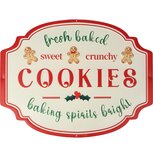 Dekoratief | Wanddeco 'Fresh Baked Cookies', wit/rood, metaal, 45x35cm | A255782 Dekoratief | Wanddeco 'Fresh Baked Cookies', wit/rood, metaal, 45x35cm | A255782
