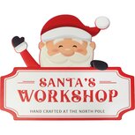Dekoratief | Wanddeco 'Santa's Workshop', wit/rood, metaal, 50x40cm | A255783 Dekoratief | Wanddeco 'Santa's Workshop', wit/rood, metaal, 50x40cm | A255783