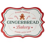 Dekoratief | Wanddeco 'Gingerbread Bakery', wit/rood, metaal, 50x35cm | A255787 Dekoratief | Wanddeco 'Gingerbread Bakery', wit/rood, metaal, 50x35cm | A255787
