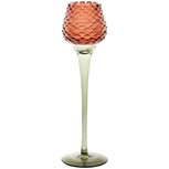 Dekoratief | Theelichthouder op voet, oranje/groen, glas, 8x8x27cm | A255801 Dekoratief | Theelichthouder op voet, oranje/groen, glas, 8x8x27cm | A255801