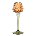 Dekoratief | Theelichthouder op voet, bruin/groen, glas, 8x8x21cm | A255802 Dekoratief | Theelichthouder op voet, bruin/groen, glas, 8x8x21cm | A255802