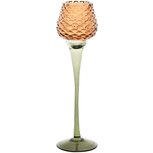 Dekoratief | Theelichthouder op voet, bruin/groen, glas, 8x8x27cm | A255803 Dekoratief | Theelichthouder op voet, bruin/groen, glas, 8x8x27cm | A255803